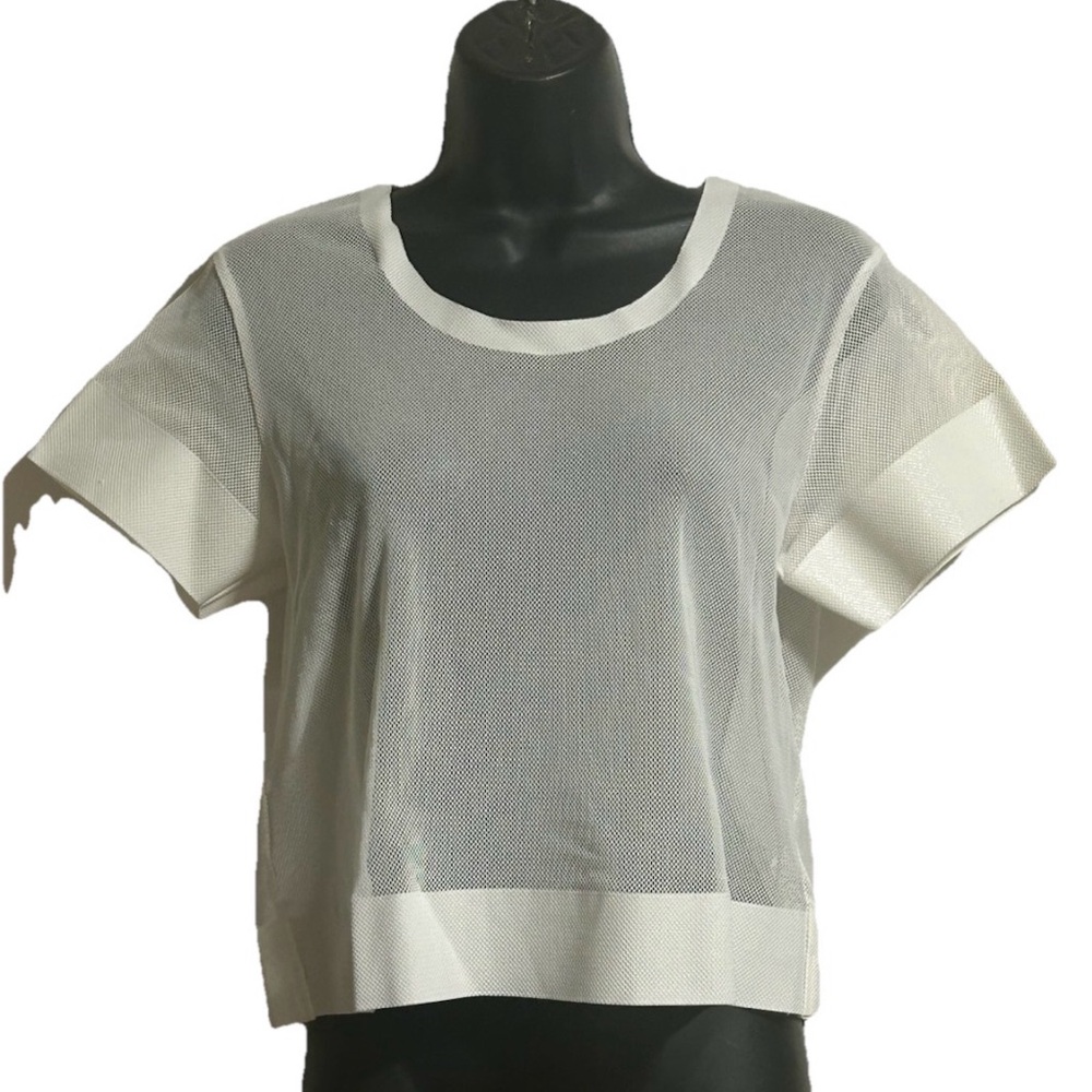 Women's Lucas Hugh White Mesh Top, Size S